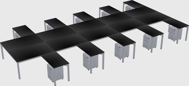 Shared l-shaped desk