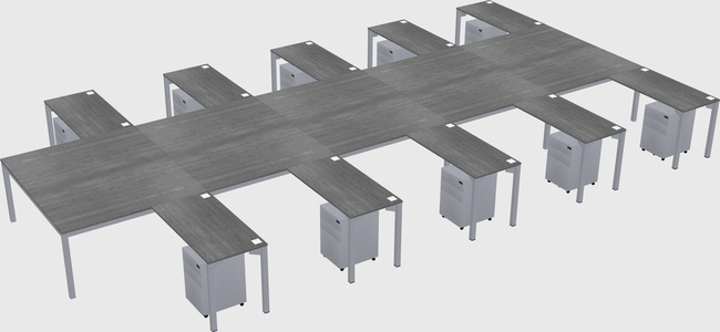 Shared l-shaped desk