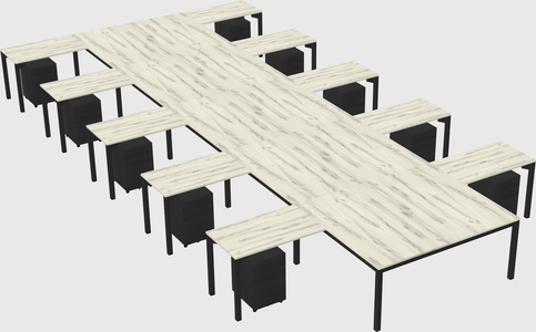 Shared l-shaped desk