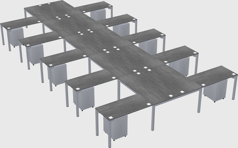 Shared l-shaped desk
