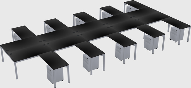 Shared l-shaped desk