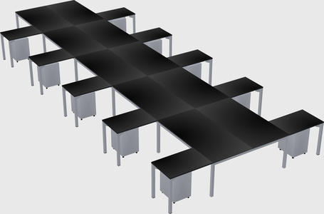 Shared l-shaped desk
