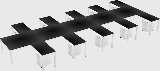 Shared l-shaped desk