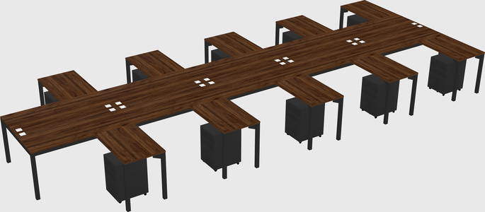 Shared l-shaped desk