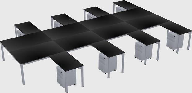 Shared l-shaped desk