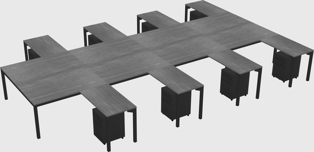 Shared l-shaped desk