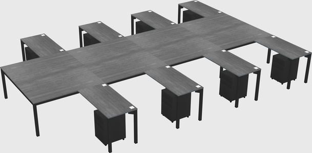 Shared l-shaped desk