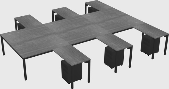 Shared l-shaped desk