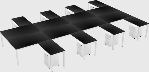 Shared l-shaped desk