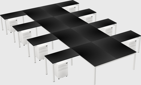 Shared l-shaped desk