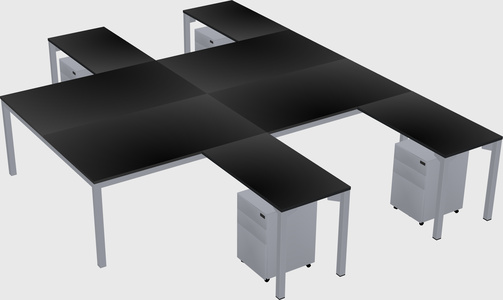 Shared l-shaped desk