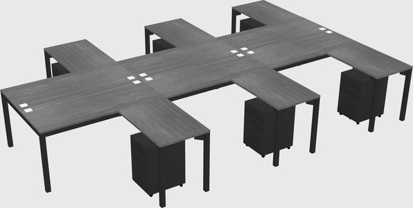Shared l-shaped desk