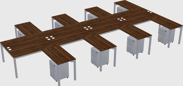 Shared l-shaped desk