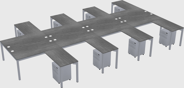 Shared l-shaped desk