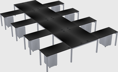 Shared l-shaped desk