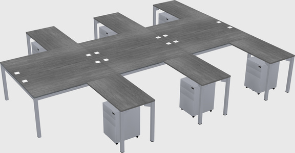 Shared l-shaped desk
