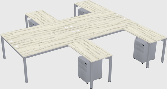 Shared l-shaped desk