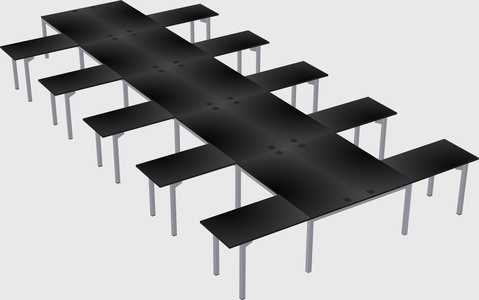 Shared l-shaped desk