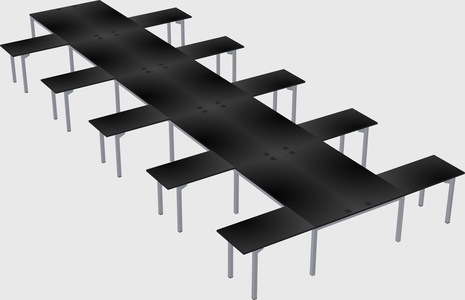 Shared l-shaped desk