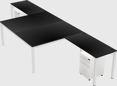 Shared l-shaped desk