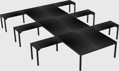 Shared l-shaped desk