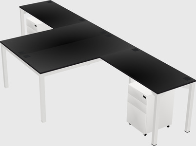 Shared l-shaped desk