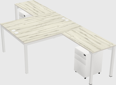 Shared l-shaped desk