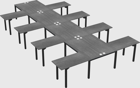 Shared l-shaped desk