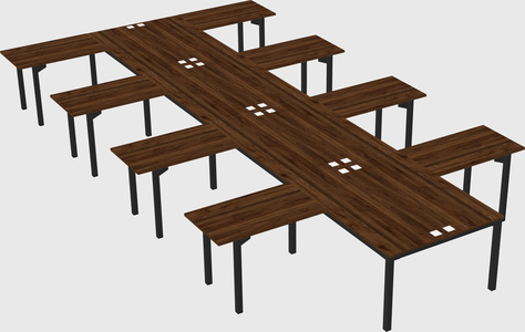 Shared l-shaped desk