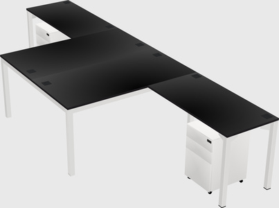 Shared l-shaped desk
