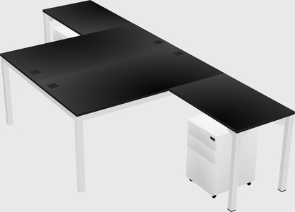 Shared l-shaped desk