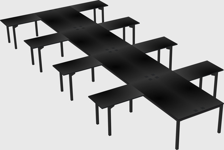 Shared l-shaped desk