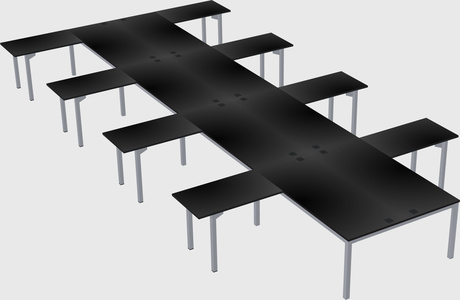 Shared l-shaped desk