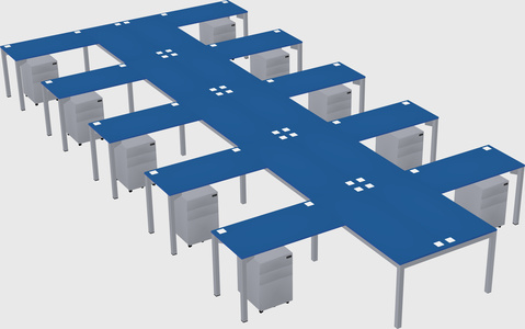 Shared l-shaped desk