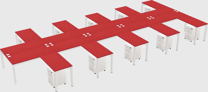 Shared l-shaped desk