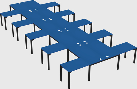 Shared l-shaped desk
