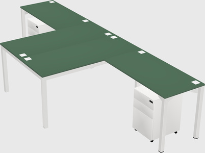 Shared l-shaped desk