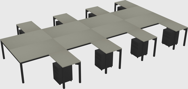 Shared l-shaped desk