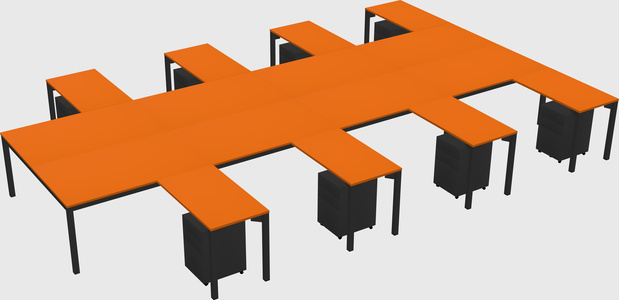 Shared l-shaped desk
