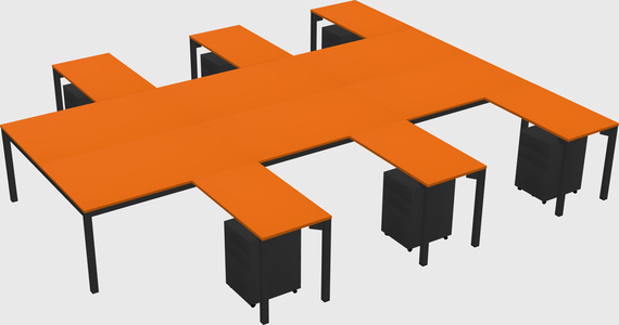 Shared l-shaped desk