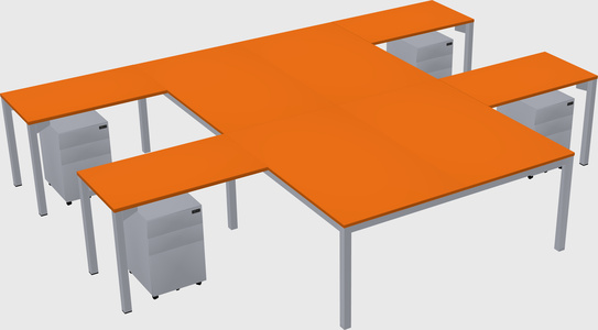 Shared l-shaped desk