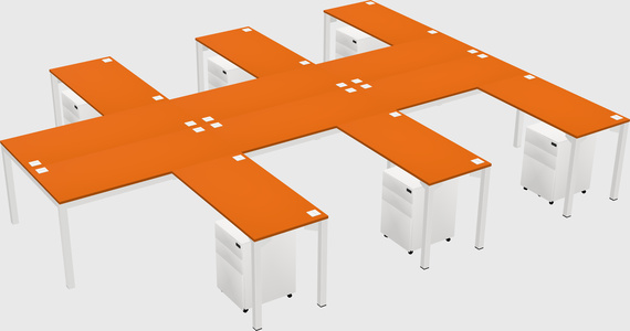 Shared l-shaped desk