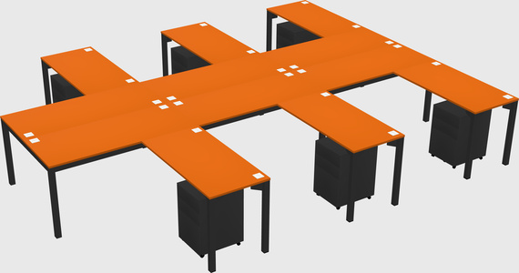 Shared l-shaped desk