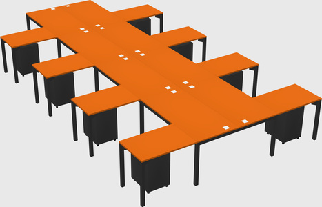 Shared l-shaped desk