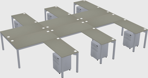 Shared l-shaped desk