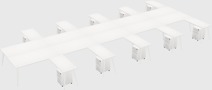 Shared l-shaped office desk system