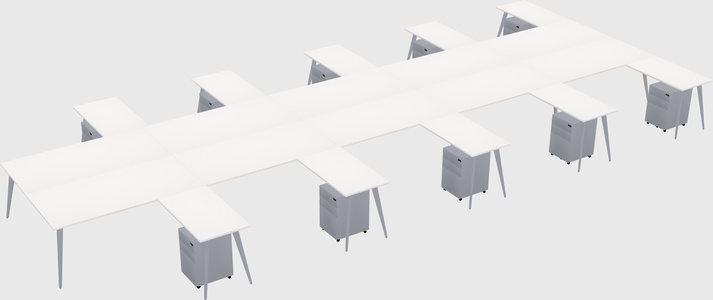 Shared l-shaped office desk system