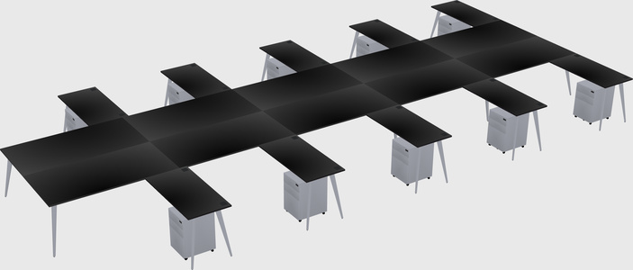 Shared l-shaped office desk system