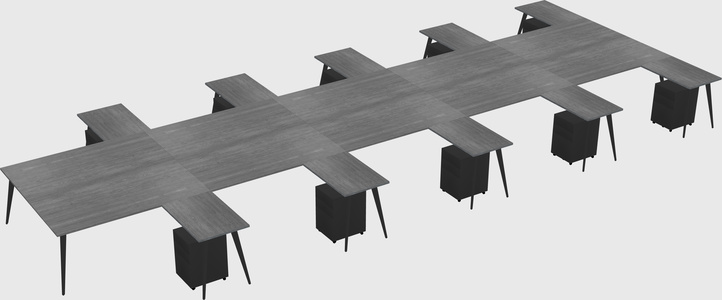 Shared l-shaped office desk system