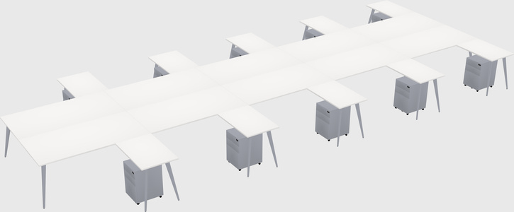 Shared l-shaped office desk system